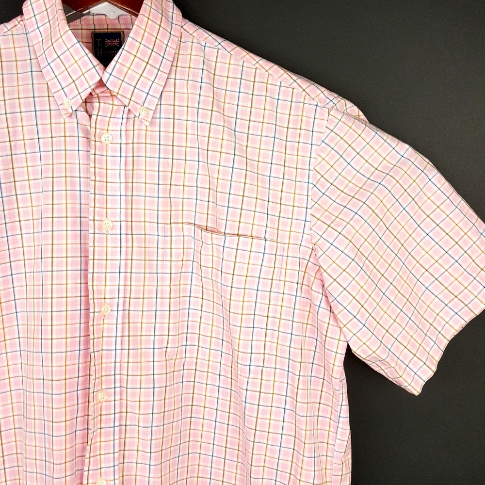 T. Harris London Mens Large Pink Plaid